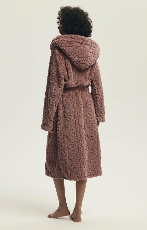 43592 Darlena Henderson roz prăfuit – halat de baie lung, moale, cu glugă, pentru femei, cu model