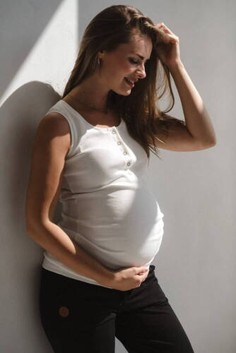 Top de maternitate cu bretele cu bretele, crem