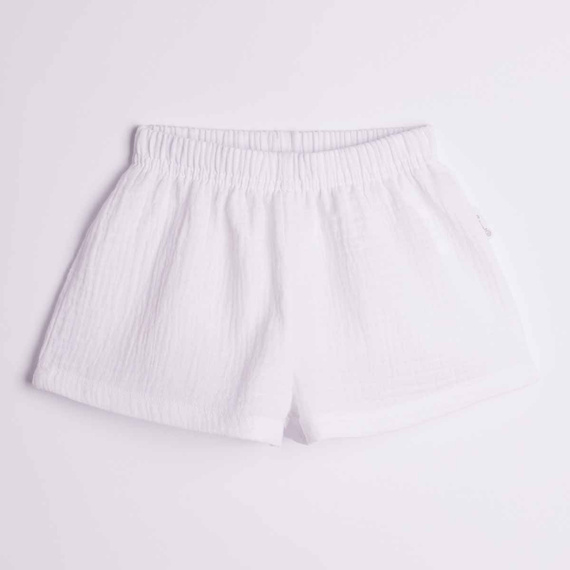 Pantaloni scurți pentru fete Nicol 224315 mușelin 100% bumbac vară-alb