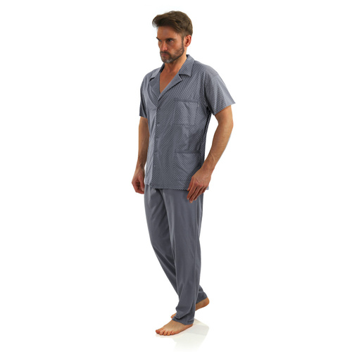 Pijamale bărbați Sesto Senso cu fermoar și mâneci scurte - ancore din grafit