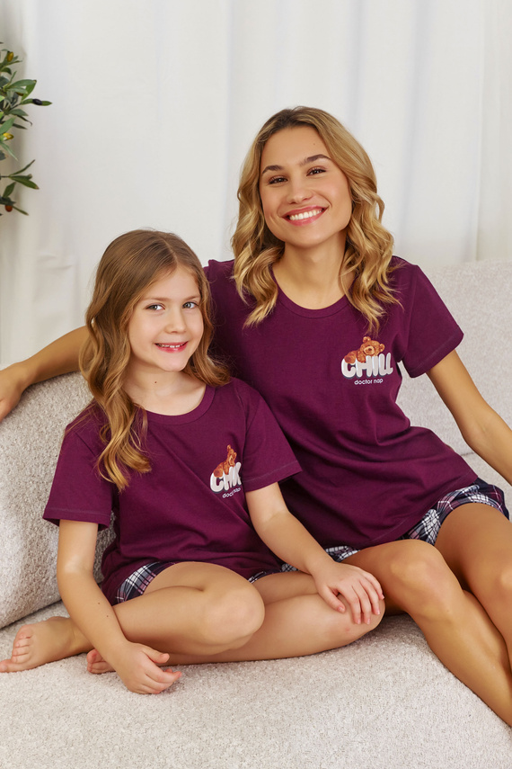 7202 "Chill" Pijamale pentru copii unisex Doctor Nap - visiniu