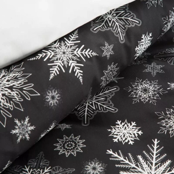 Isla Crăciun lenjerie de pat fulgi de zăpadă Europerdele negru/alb