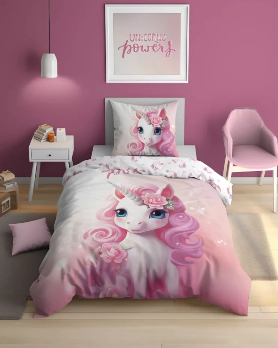 5418 A Unicorn Lenjerie de pat din bumbac care strălucește în întuneric Detexpol