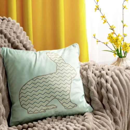 Fata de perna Primavara 1 de Paste din catifea decorata cu imprimeu iepuras Eurocortains menta