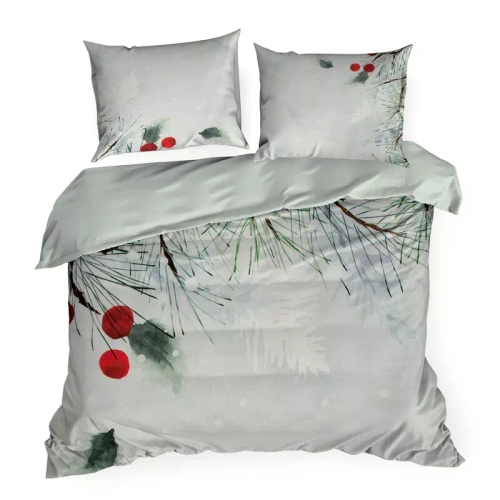 Lenjerie de pat Robin Christmas, brad cu decor, eurodrape, gri