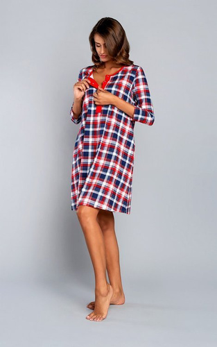 Rugia maternitate și alăptare cămașă de noapte 3/4 mânecă Italian Fashion- roșu