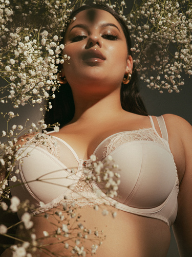 2163 Sutien Maxi Semi Soft Ava Powder – Sutien semi-căptușit pentru bust mare cu dantelă