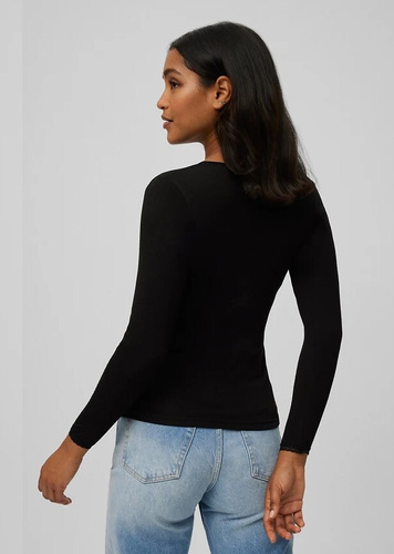 Tricou termic Ysabel Mora 70018 negru pentru femei - călduros, respirabil, cu dantelă și mâneci lungi