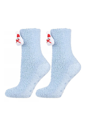 CSLS250-030 Șosete ABS Moraj albastre – Șosete unisex de Crăciun cu un om de zăpadă