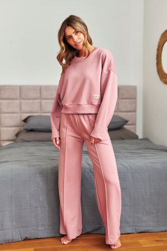 7360 Doctor Nap – Trening damă din bumbac cu pantaloni largi | Producție poloneză - blush rose
