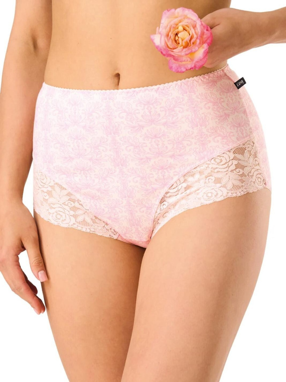 Chiloți LPF 585 rozou-lila maxi bikini, 95% bumbac, elastan, detaliu dantelă