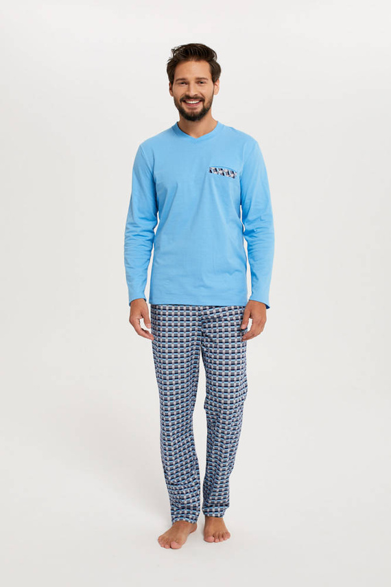 Jaromir Bărbați cu mânecă lungă, pantaloni lungi Italian Fashion - albastru/print