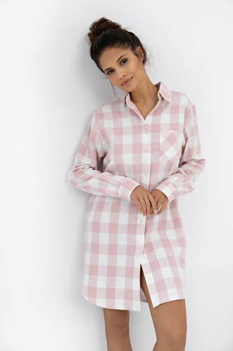 Marley Sensis – Cămașă de noapte din flanel pentru femei | Închidere cu nasturi, carouri, guler