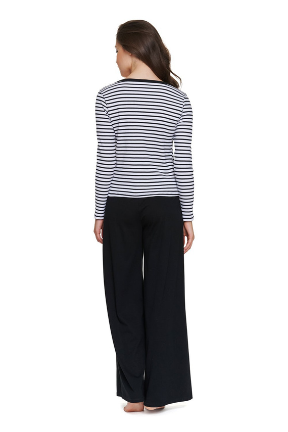Pijamale damă Doctor Nap 7538 bumbac, lungă, dungi alb-negru