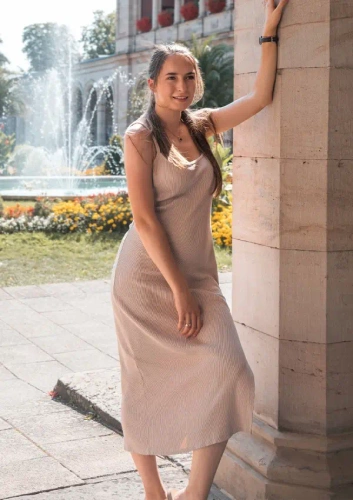 DK-K-P7 Rochie din bumbac DKaren - cappuccino