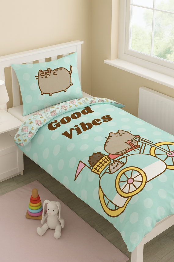 Lenjerie de pat din bumbac Pusheen menta – Halantex PUS-2705BL