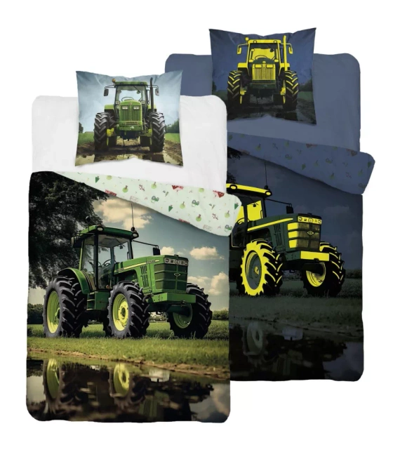 5409 Un tractor verde Lenjerie de pat din bumbac strălucitoare în întuneric Detexpol