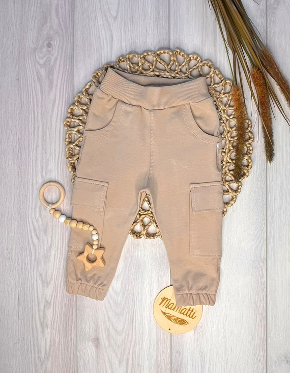 Pantaloni jogger copii Mamatti SJ12 bej – moi și confortabili