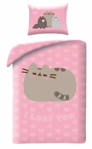 Lenjerie de pat Halantex Pusheen 140x200 roz, cu față de pernă 70x90
