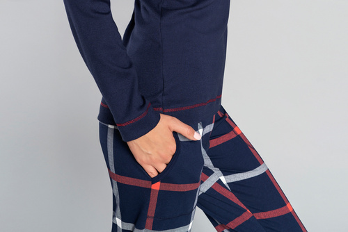 Izera Pijama de damă cu mânecă lungă, pantaloni lungi Italian Fashion - albastru navy/print