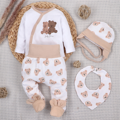 ABK-0048 Set Sweet Bears Baby din bumbac organic Nini