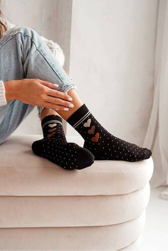 0200-011 Ciorapi dama Hearts Milena - negru-maro 1