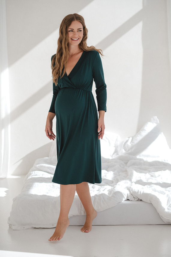 Cămașă de noapte pentru gravide și alăptare Star Light din bambus – elegantă, respirabilă, ideală pentru maternitate