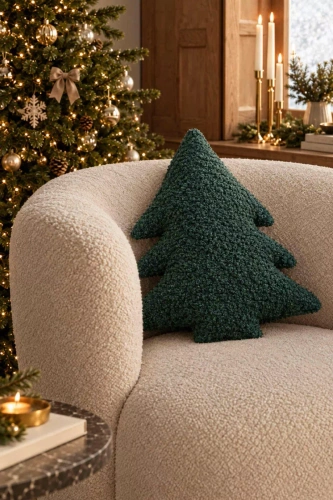 Perna decorativă de Crăciun Choinka Spod Igły i Nitki 43x32 cm verde boucle