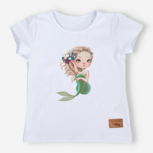 KAR-4007/BIA Tricou fetita cu maneca scurta Lagarto Verde alb