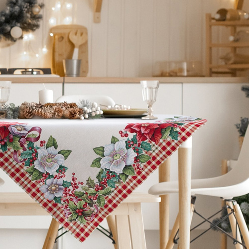 1273 Eurocortain tapiserie fata de masa de Craciun, crem