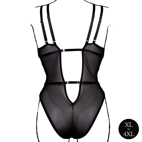 Body AMR006 Amour Le Désir body dantelat Plus Size XL-4XL negru