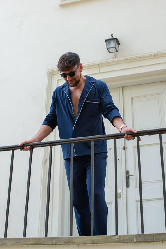 729 Norberto Pijama pentru bărbați De Lafense - albastru marin