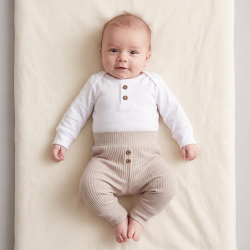 228016 Nicol FARMA Pantaloni bebe din bumbac cu dungi, gri