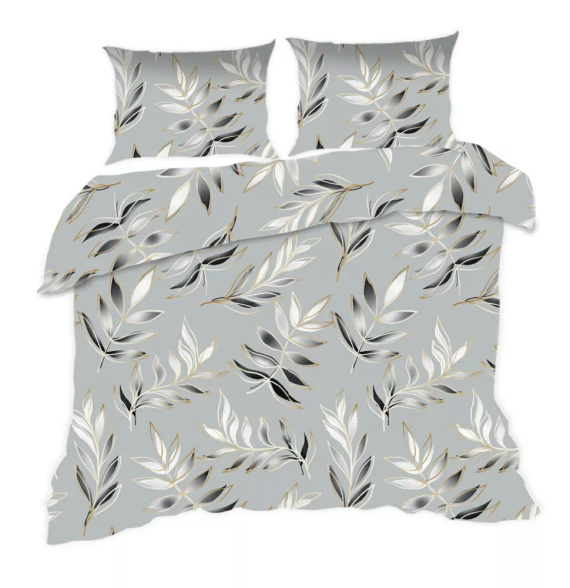 Set de lenjerie de pat din bumbac 1745N Classic E24 Karo leaves, gri grafit – 100% bumbac, durabil, colorat, set de 2 piese