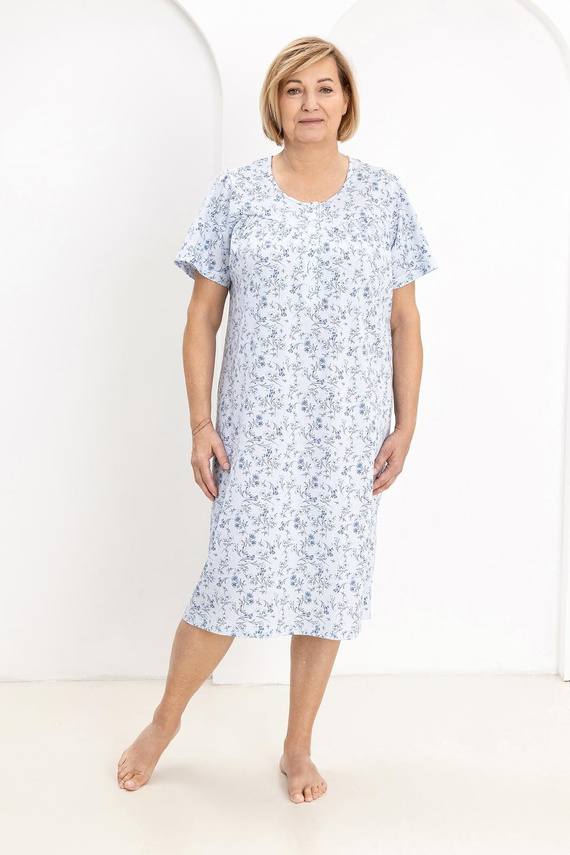 Cămașă de Noapte Damă 018 Regina – 100% Bumbac Natural, Nasturi, Croială Lejeră pentru Somn Odihnitor
