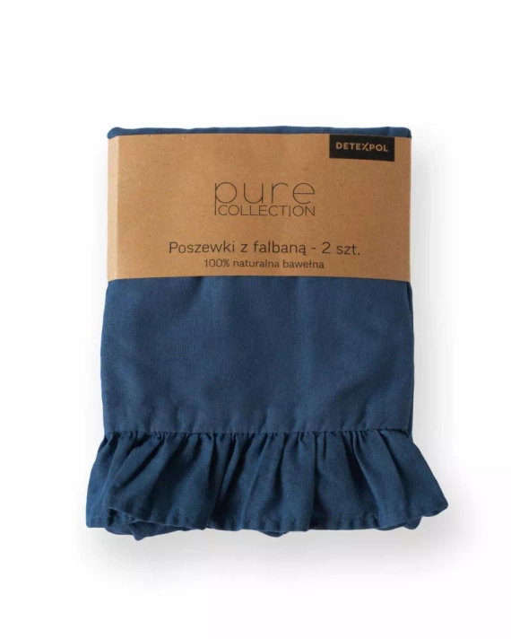 Pure 23 Lenjerie de pat din bumbac monocolor Detexpol denim