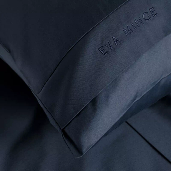 1F Elegant Lenjerie de pat din satin Eva Minge Europerdele bleumarin | Macosatin 100% bumbac