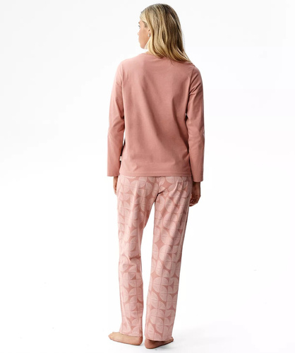 Atlantic NLP-522 Pijamale damă lungi 100% bumbac Pantaloni cu modele roz