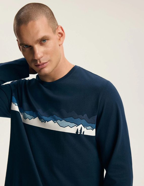Henderson Froze 45492 Pijamale bărbați lungi 100% bumbac Navy