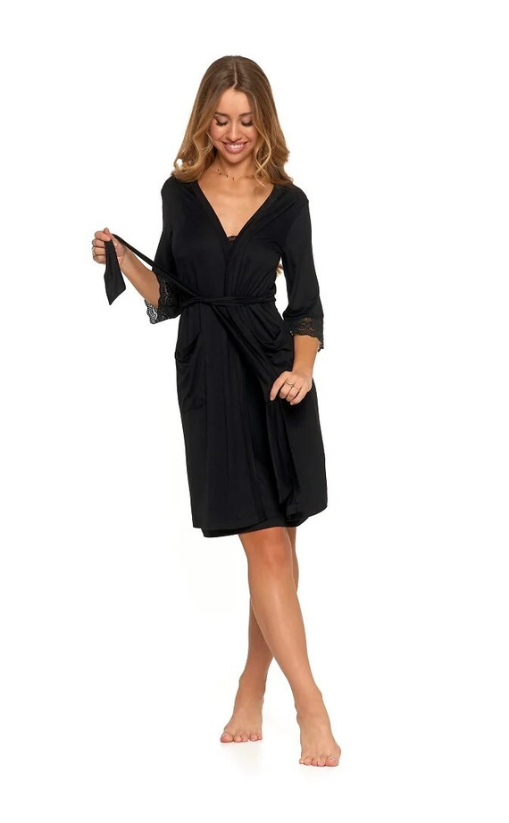 PDSZ4100-003 Halat de baie lung Moraj - negru