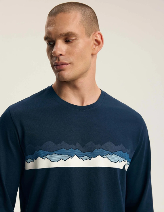 Henderson Froze 45492 Pijamale bărbați lungi 100% bumbac Navy