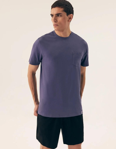 Pijamale bărbătești 43032 Mick Henderson albastre - bumbac, mâneci scurte, ambalate în cutie