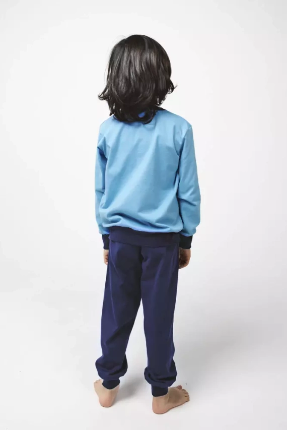 Remek Pijama pentru băieți cu mânecă lungă, pantaloni lungi Italian Fashion - albastru