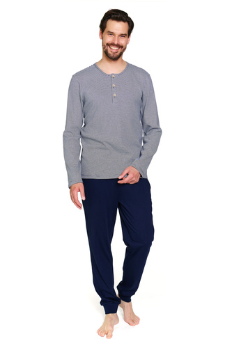 Doctor Nap 7353 – Pijamale bărbați din bumbac cu nasturi | Producția poloneză - mure