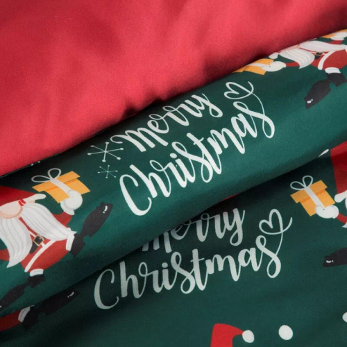 Lenjerie de pat de Crăciun Galdor din microfibră Europerdele verde roșu gnomi - moale, ușoară și ușor de întreținut, cu fermoar