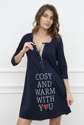 Cămașă Balm pentru sarcină și alăptare. mâneci 3/4 Italia Fashion - albastru marin