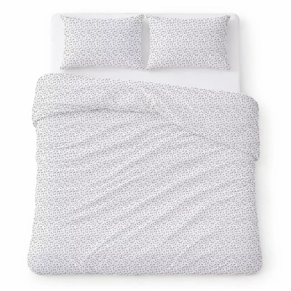 Lenjerie de pat din bumbac creponat set respirabil ușor de întreținut white with gray flowers