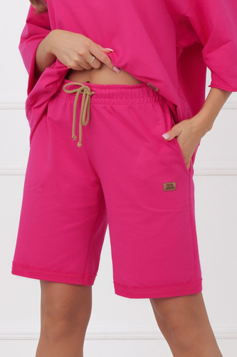 Pantaloni scurți damă Kaori Italian Fashion din bumbac cu buzunare - fucsia
