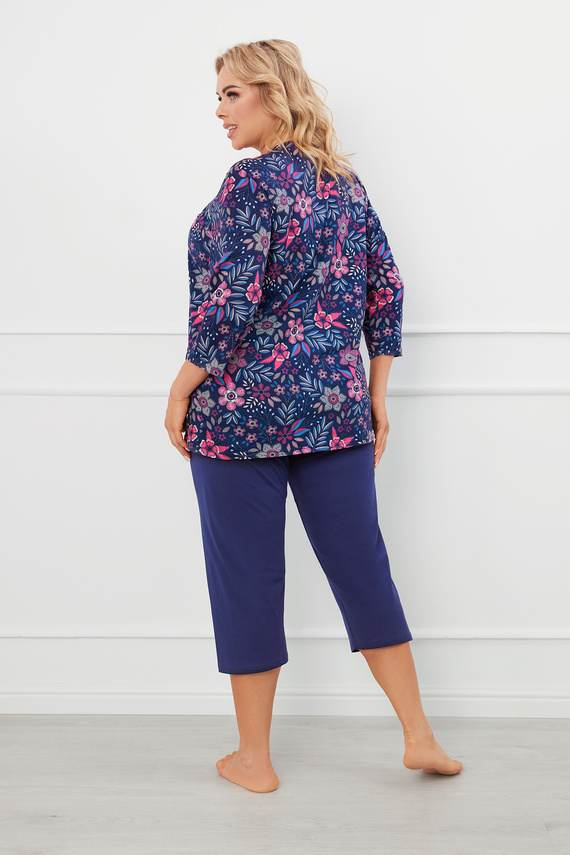 Topana Pijama de damă cu mânecă 3/4, pantaloni 3/4 Italian Fashion - print/verde