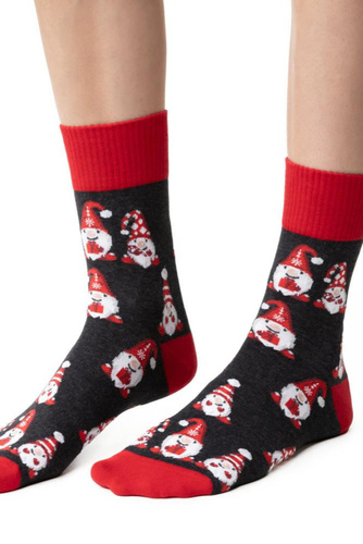 ART.136 Sosete de Craciun dama Steven, graphite melange 149 - bumbac, calduroase, model de iarna